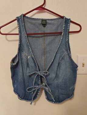 Light Blue Denim Tie-Front Camisole Vest